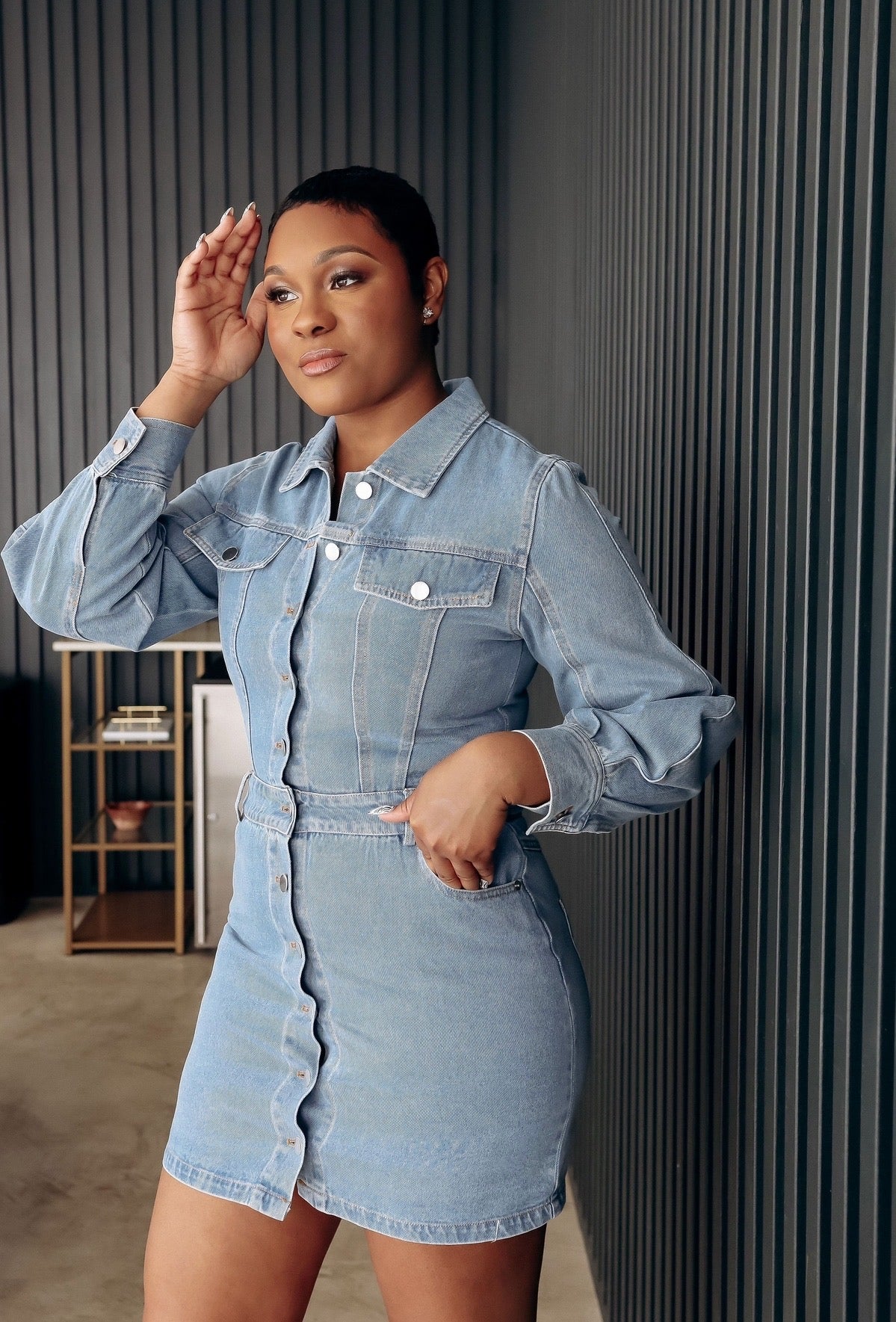 Ms. Erica Jai- Denim Mini Dress – seventwentythree