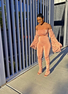 Krishana| Two Piece Ruched Pant Set