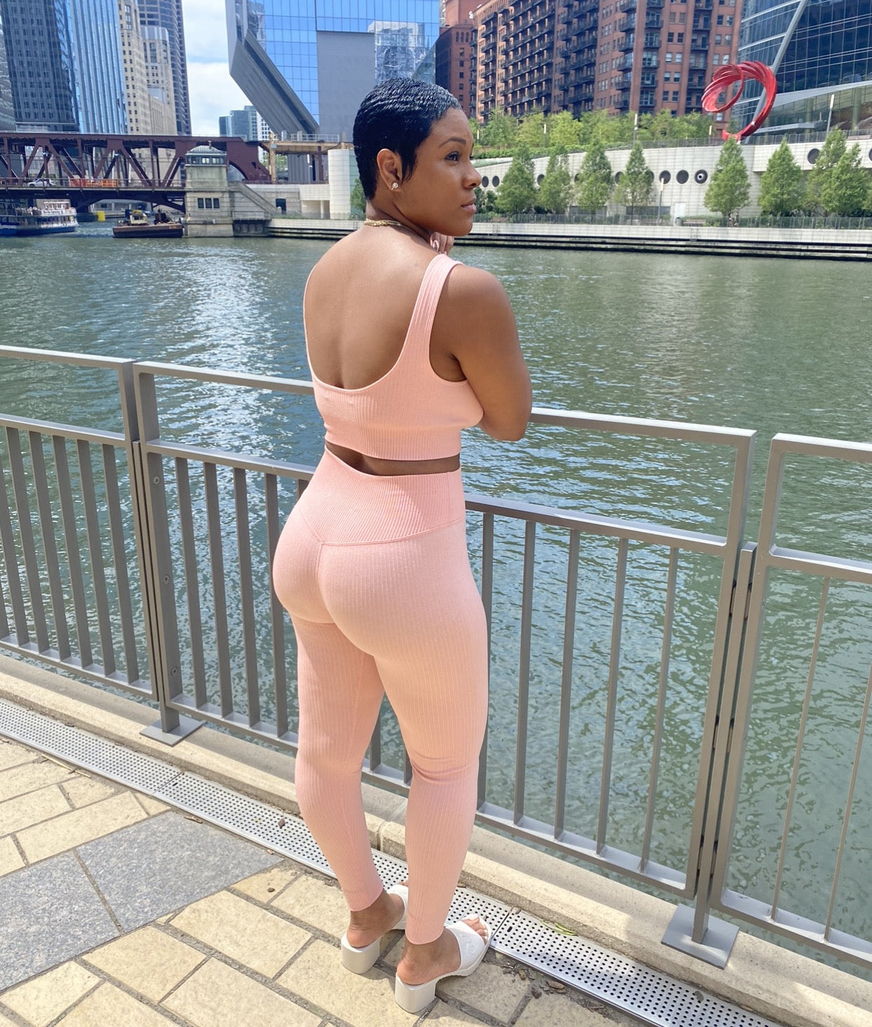Peaches| Two Piece Cropped Activewear Set