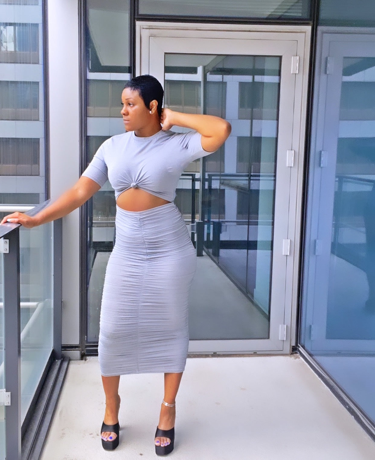 Grace- Ruched Midi Dress