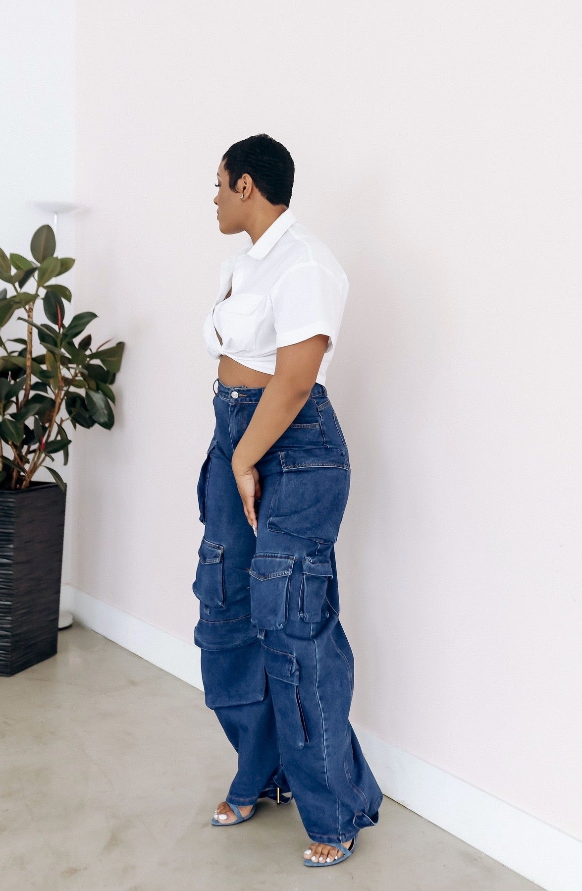 JoJo- Denim Cargo Pant – seventwentythree