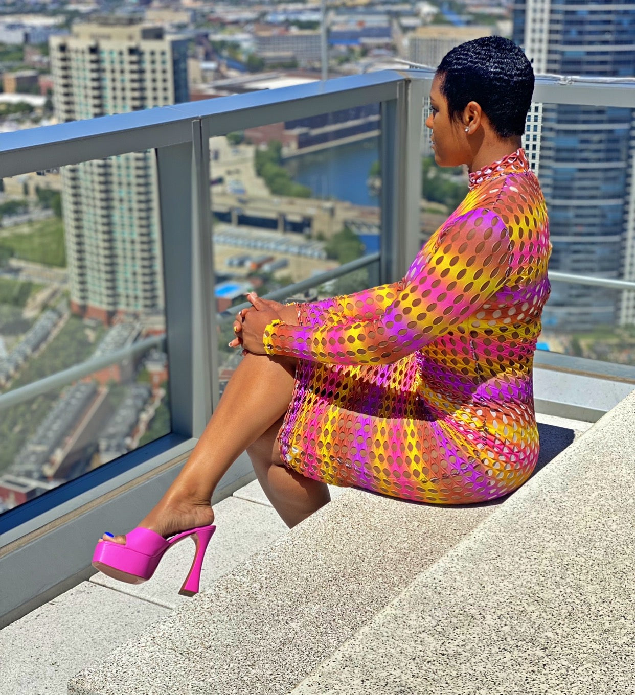 Monica Wright- Mock Neck MIDI Dress