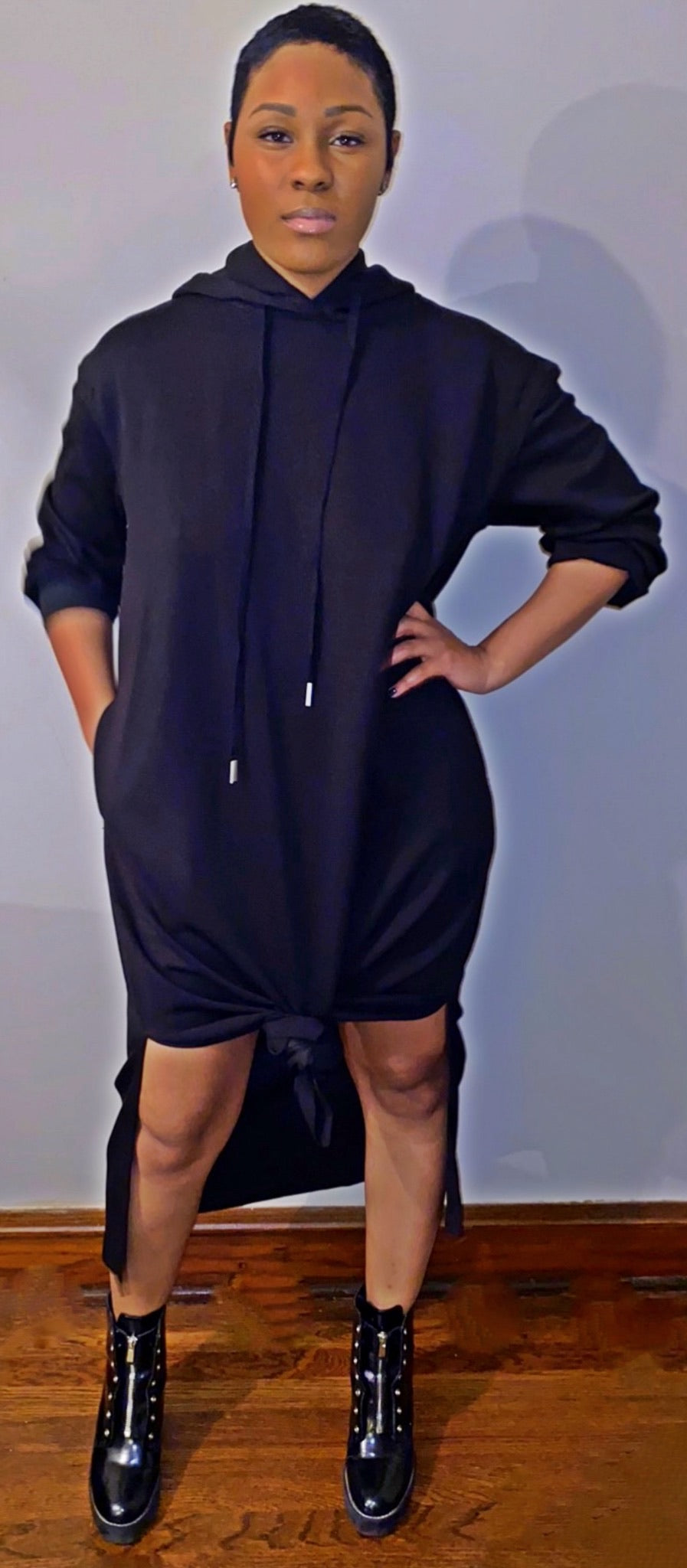 Erica| Hooded Sweater Dress With Pockets