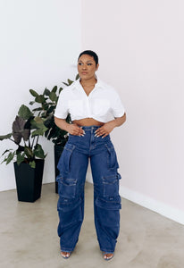 JoJo- Denim Cargo Pant