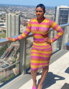 Monica Wright- Mock Neck MIDI Dress