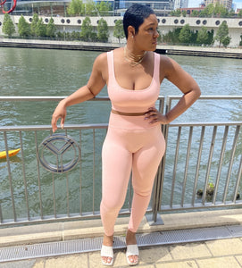 Peaches| Two Piece Cropped Activewear Set